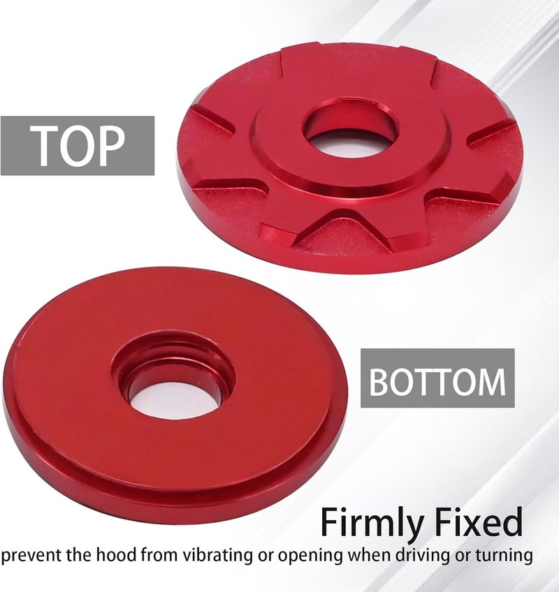 UOIENRT Car Racing Hood Pin Kit, Universal Racing Pin Lock Set, Racing Hood Pins Lock Latch Kit, Iron (Red) - Image 3